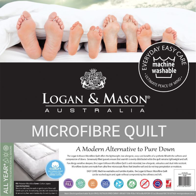 Luxurious Double Microfibre Quilt Duvet in White, 350 gsm, hypo-allergenic, with a soft cotton cover and elegant design.