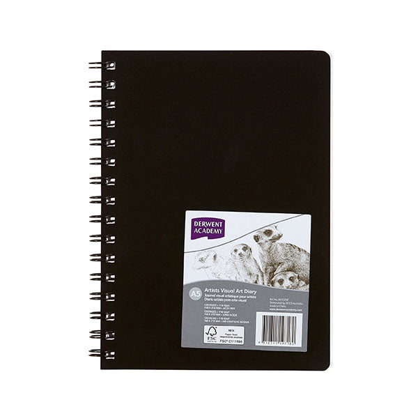 Pack of 5 Derwent A5 sketchbooks with 120 pages of acid-free 110gsm paper, ideal for various artistic media.