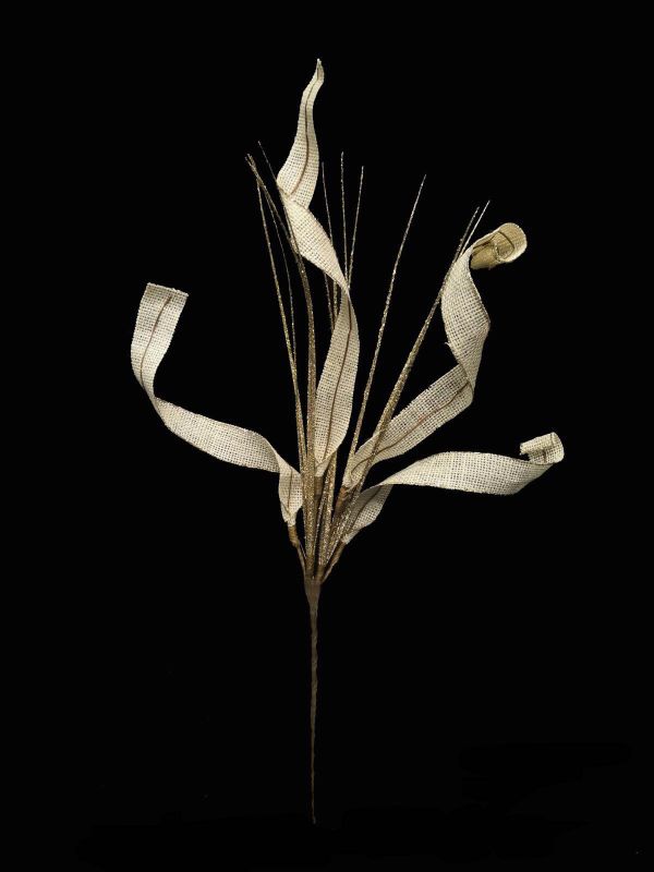 Ivory Linen and Grass Spray with Glitter Twig (51cm)