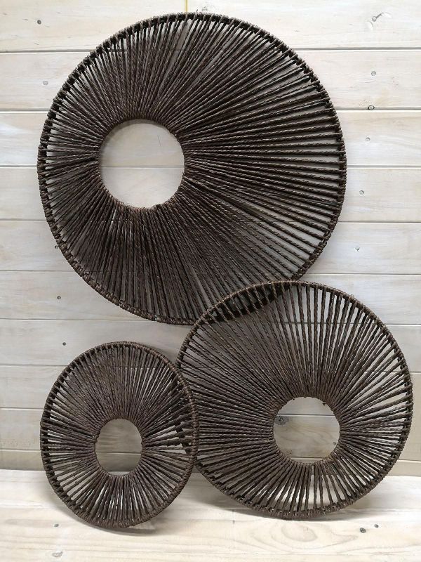 Round Wall Hanging Decor - Set of 3 (Brown)