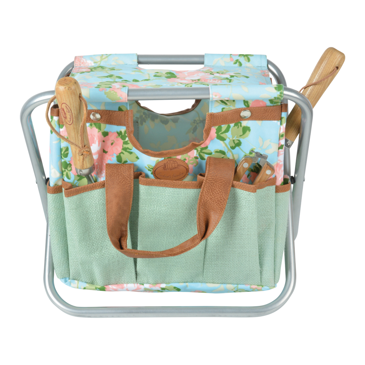 Garden Tool Stool - Rose Print (40 x 27 x 39cm)