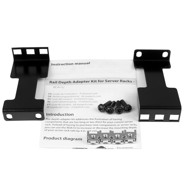 1U Rail Depth Adapter Kit for Server Racks - Flexible Mounting, TAA Compliant, 2-Post & 4-Post Support