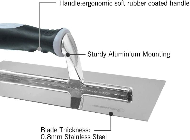 Rolling Dog Plastering Trowel 280mm x 115mm with ergonomic handle for seamless plaster finishes and reduced hand fatigue.