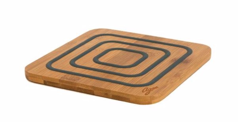Kitchen Trivet Square Grey Bamboo 17cm