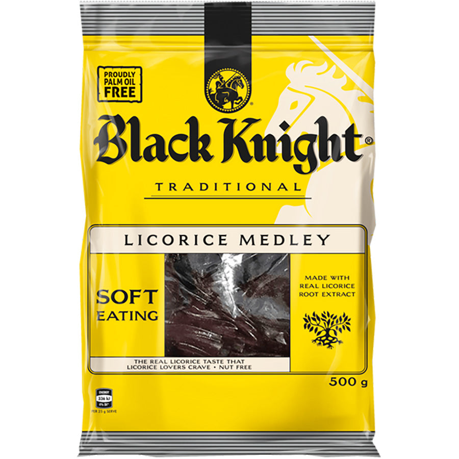 RJ's Black Knight Licorice 500g - Box of 10 Packs