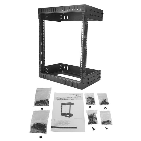 12U Wall-Mount Server Rack - Adjustable Depth 30.5cm to 50cm, Supports 198 lbs, Ideal for Server Rooms