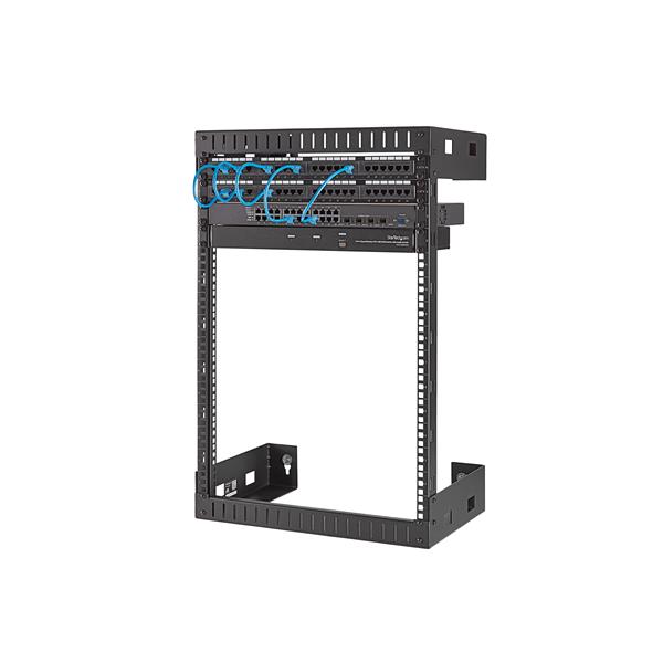15U wall-mount server rack, 12in depth, supports 198lb, ideal for organizing IT equipment in small spaces.