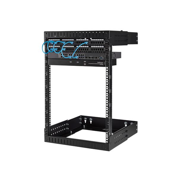 15U adjustable depth wall-mount server rack, 12-20 inch, ideal for organizing IT equipment in home or office spaces.