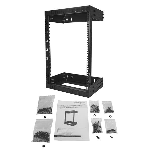 15U adjustable depth wall-mount server rack, ideal for home/office, supports up to 198 lbs and promotes passive cooling.