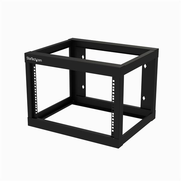 6U Wall-Mount Open Frame Rack - 18" Deep Steel Data Rack for Network Equipment Storage