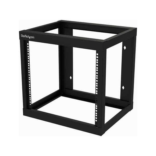 9U Open Frame Wall-mount Rack - 18" Deep Steel 2-Post Data Rack for Efficient Storage