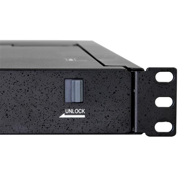 Rackmount KVM Console 1U with 17" LCD, USB keyboard, touchpad, designed for efficient server management in a compact size.