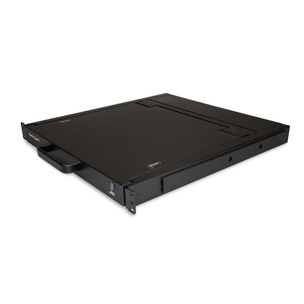 Rackmount KVM Console 1U with 17" LCD, USB keyboard, touchpad for efficient server management in standard racks.