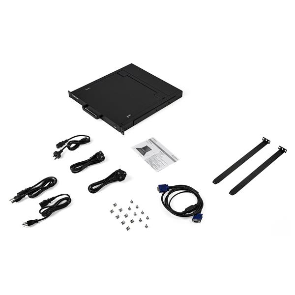 Rackmount KVM Console with 17-inch LCD, USB keyboard, and touchpad for efficient server management.