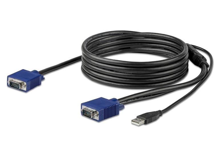 3m USB KVM cable for seamless VGA/USB connection, supports 1920x1200 HD, ideal for rackmount server management.