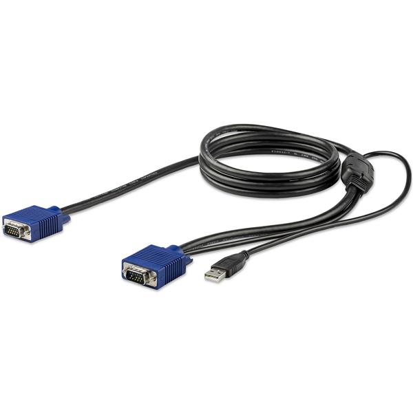 1.8m USB KVM Cable for Rackmount Consoles, connects VGA/USB, supports 1920x1200 HD, reduces cable clutter.