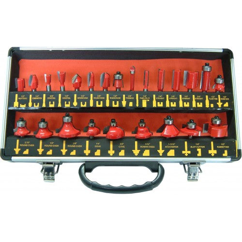 Router Bit Set In Aluminium Case 24pce 1/4"Shank