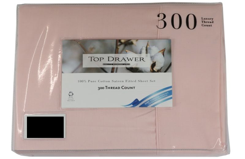 KING Sheet Set in Blush, 300TC cotton, includes flat sheet, fitted sheet, and pillowcases for luxurious comfort.