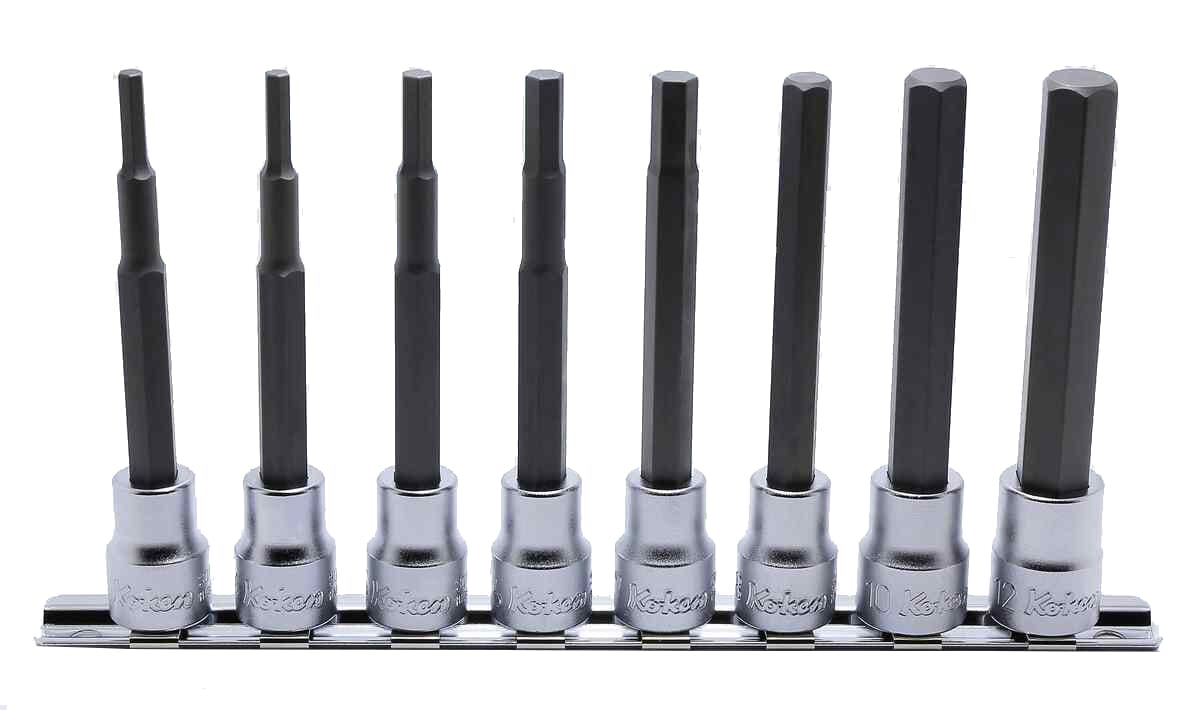 Koken RS3010M-62 Inhex Bit Socket Set On Rail 8pc 3/8"Dr 3-12mm