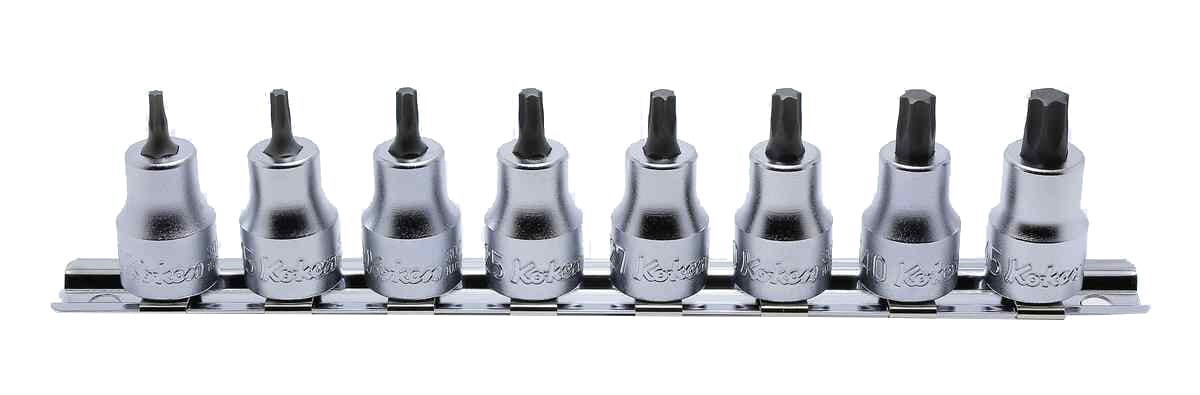 Koken RS3025 Torx Bit Socket Set On Rail 8pc 3/8"Dr T10-T45