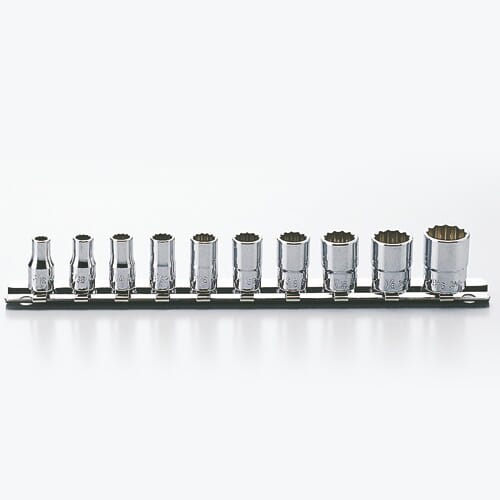 Koken RSAS2405A Socket Set AS954E On Rail 12pt 10pc 1/4"Dr 3/16-9/16"