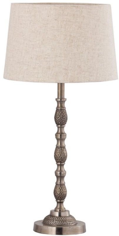 Table Lamp & Shade - Silver Antique / Natural Linen Type 1