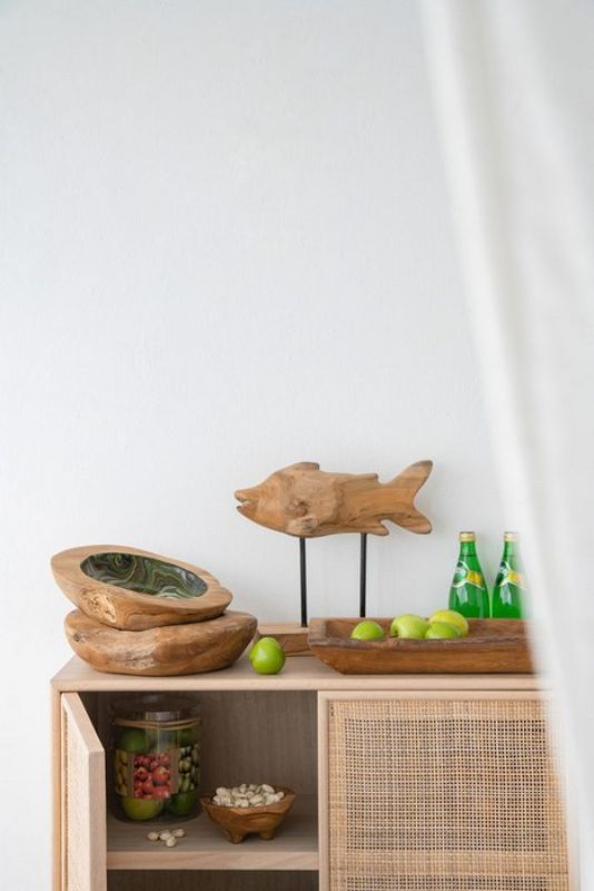 Teak Fish Figure On Stand