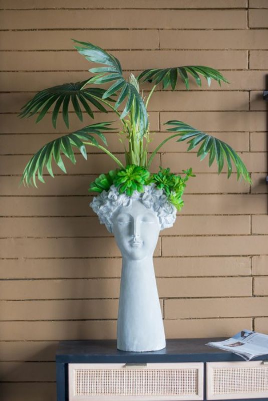 Cement Head Flower Vase
