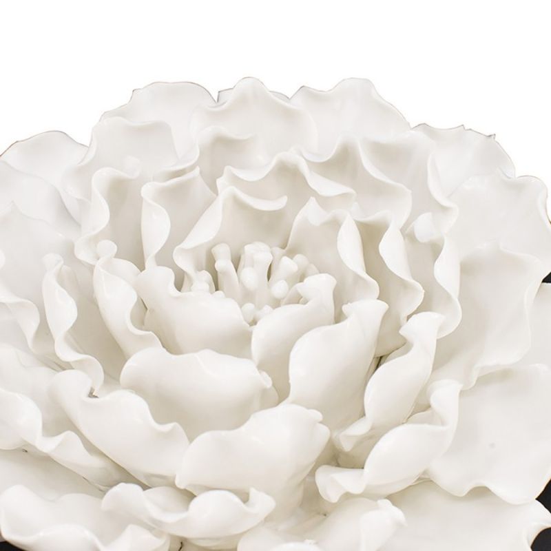 Ceramic White Flower Wall Decor- Ceramic 18.5cm