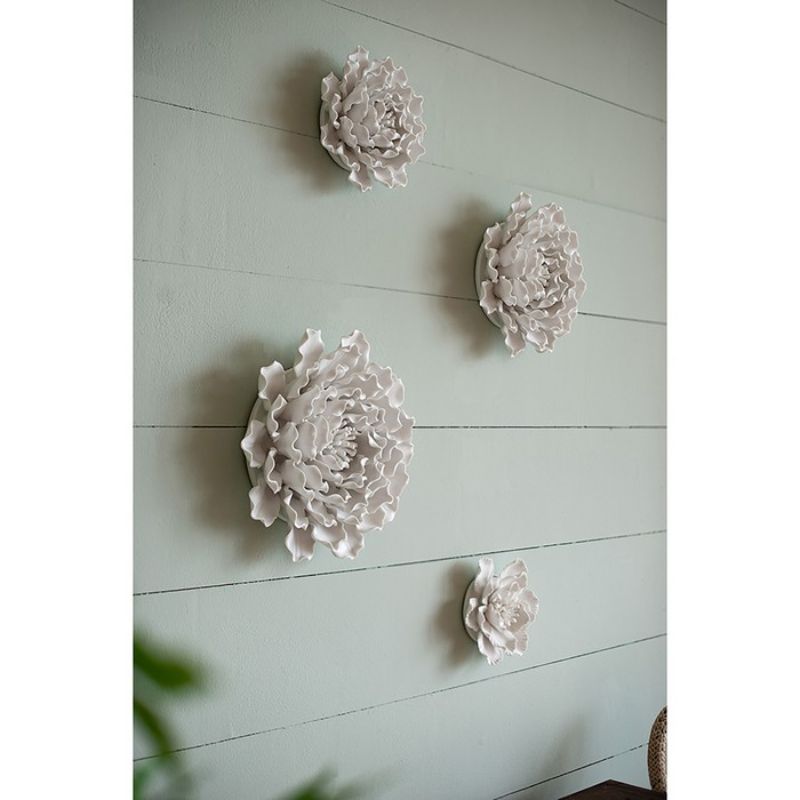 Ceramic White Flower Wall Decor- Ceramic 18.5cm