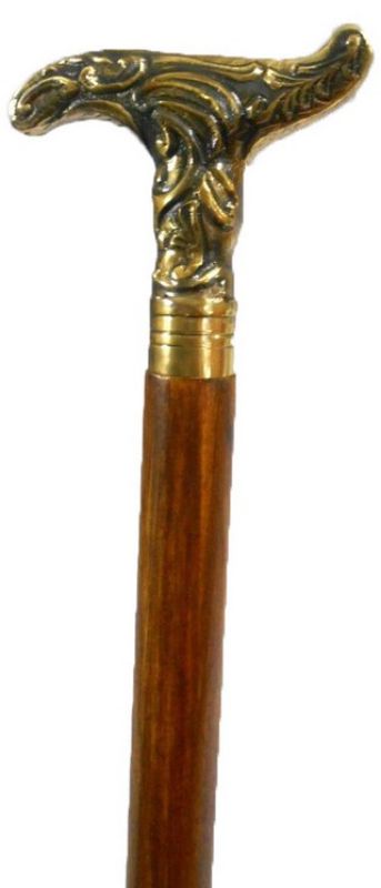 Wooden Walking Stick With Brass Handle