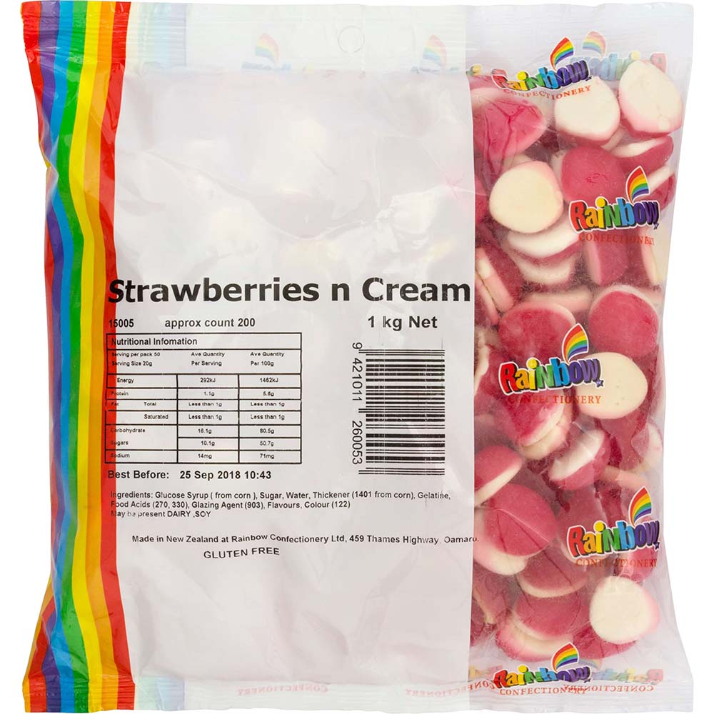 Rainbow Confectionery Strawberry & Cream - 2kg Bag