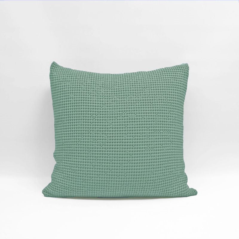 Teal Euro Pillowcase by Baksana featuring a deep waffle texture, made from 100% OEKO-TEX® cotton with zip closure.
