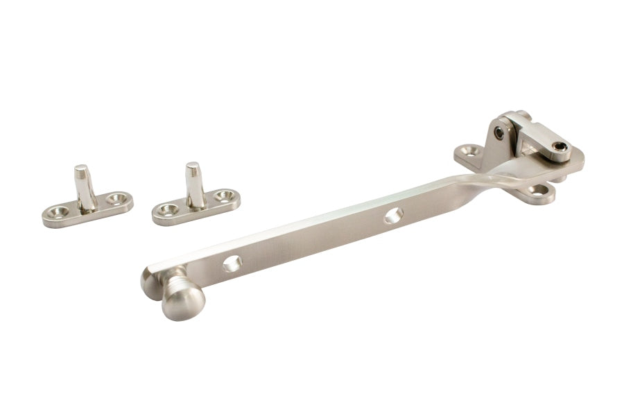 Short Fanlight Stay 200mm - Top Hung Window - Satin Nickel Plated