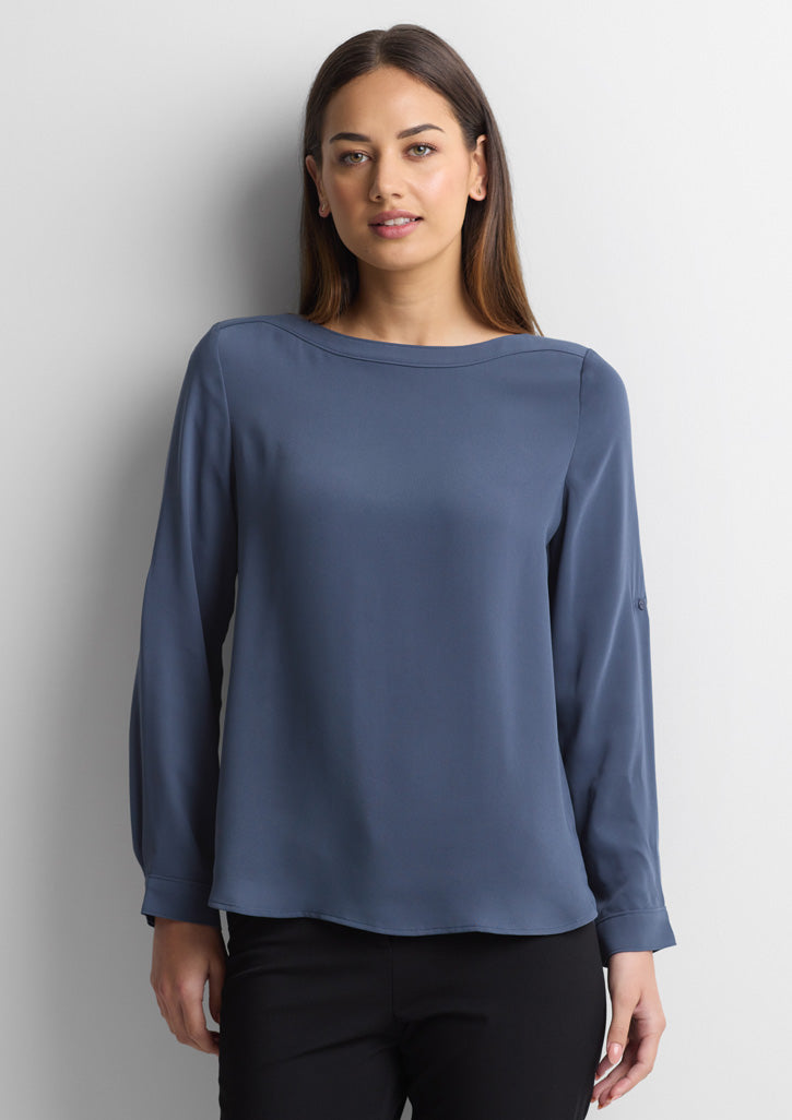 Madison Womens Boatneck Top - Silver Mist