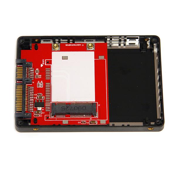 2.5in SATA to Mini SATA SSD adapter for converting mSATA drives into standard SATA SSDs, supports data speeds up to 6 Gbps.