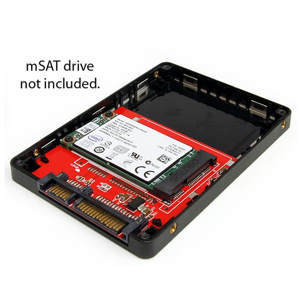 2.5in SATA to Mini SATA SSD adapter for converting mSATA drives into standard 2.5in SATA compatible for PCs and laptops.