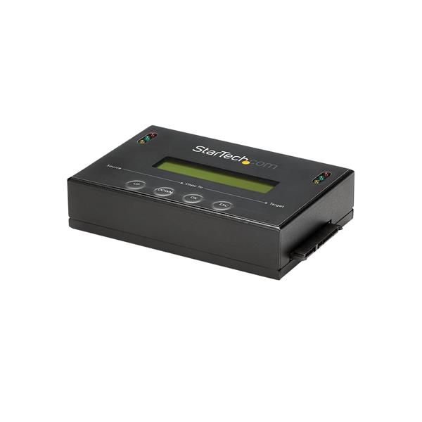 High-speed SATA drive duplicator and eraser for 2.5in/3.5in drives with USB 3.0, featuring multiple duplication and erase modes.