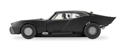 Scalextric Batmobile slot car from 'The Batman' 2022, featuring authentic design and high-speed racing excitement.