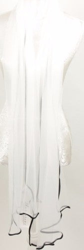 Scarf - Chiffon Net With Satin Edge - White