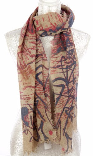 Random Art Scarf - Taupe