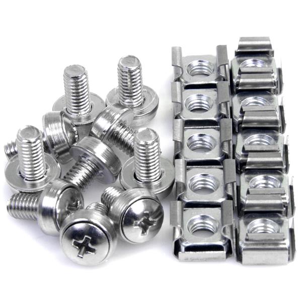 50-Pack M6 Mounting Screws and Cage Nuts for Server Rack Cabinets - TAA Compliant Hardware