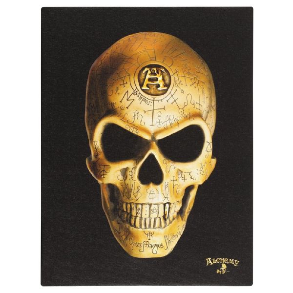 Alchemy Omega Skull Canvas Plaque