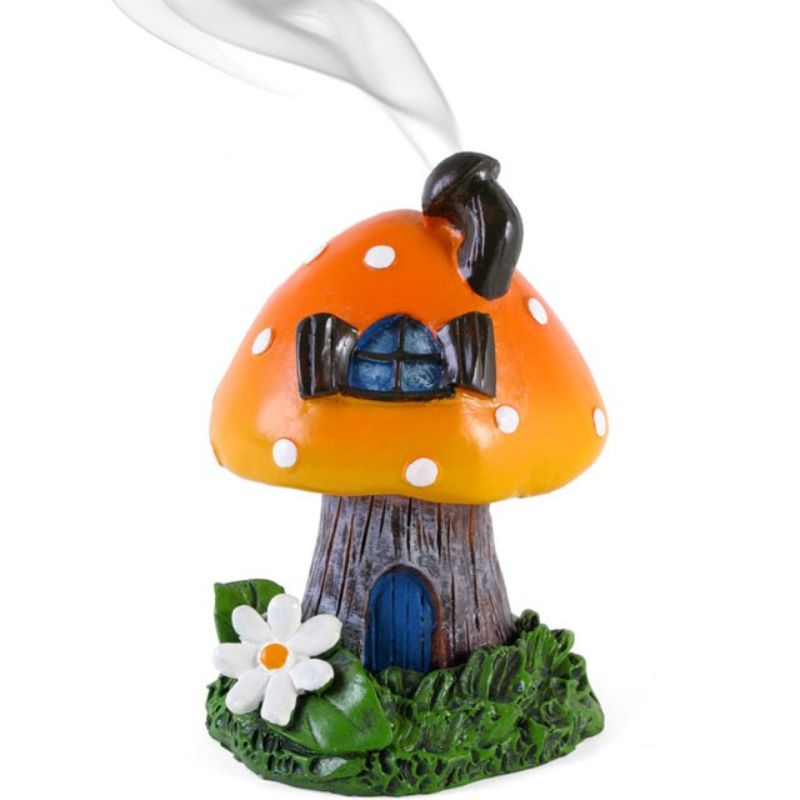 Incense Holder - Orange Smoking Toadstool Incense Cone Holder
