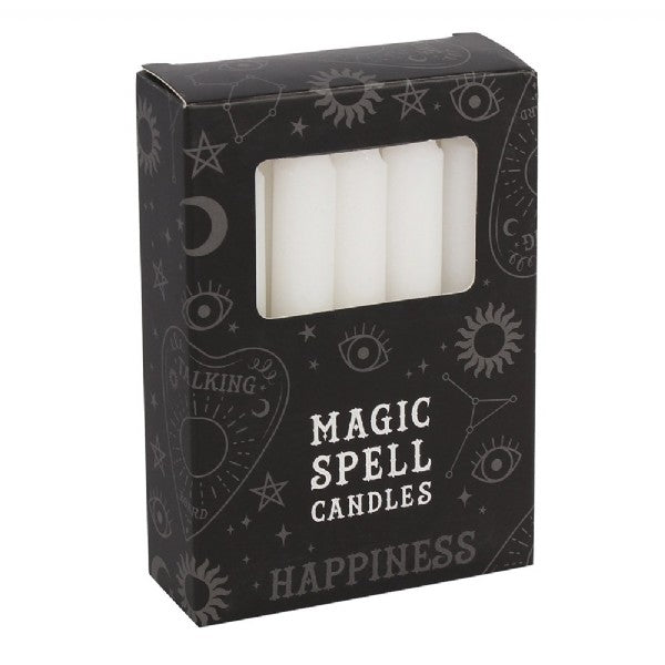 Candles - Pack of 12 White 'Happiness' Spell Candles