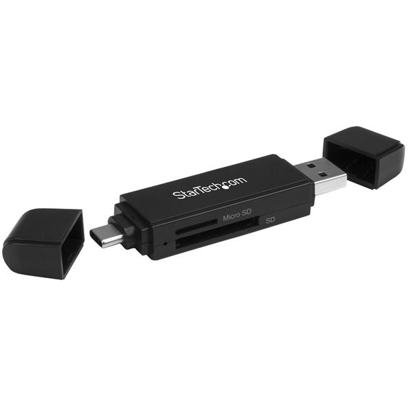USB 3.0 Multi Card Reader for SD & microSD, compatible with Type C and A, enables fast file transfer and supports multiple card formats.