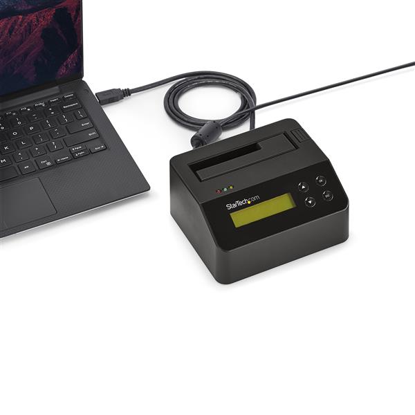 USB 3.0 Drive Eraser & Dock for SATA SSD/HDD, featuring 9 wipe modes and RS232 printer integration for secure data management.