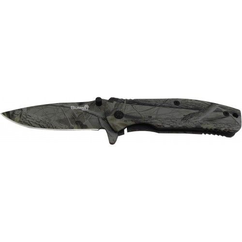 Camo Forest Pocket Knife from Summit Gear, featuring a durable stainless steel blade and multifunctional tools for outdoor adventures.