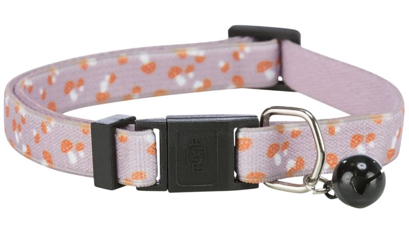 Cat Collar - Elastic with Toadstool Print