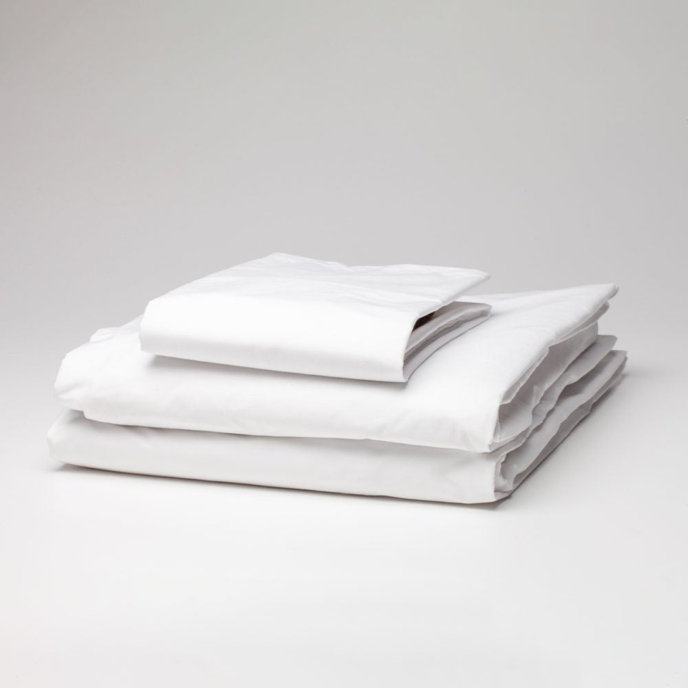 Diamonds 50/50 White Sheeting Set - Double (1 x flat, 1 x fitted, 2 x pillow slip)